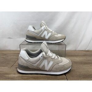 New Balance 574 Classic Grey White Suede Mesh Sneakers WL574EVW Womens 9